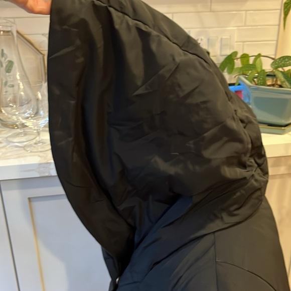 EUC Cole Haan down filled black high neck hooded collar zip & snap front close - Picture 9 of 15